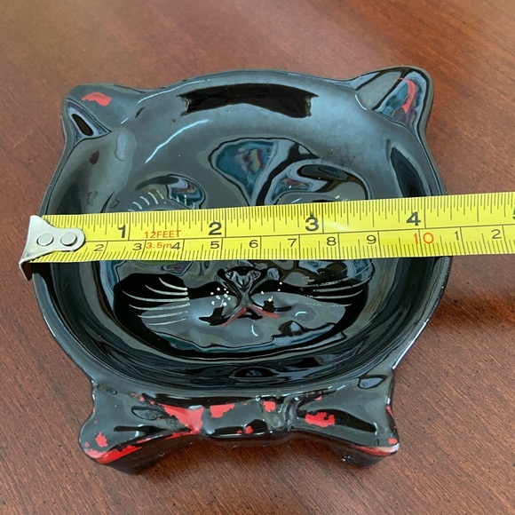 Vintage Shafford Black Cat Ashtray Trinket Dish Red ware Vintage Decor - Picture 7 of 8